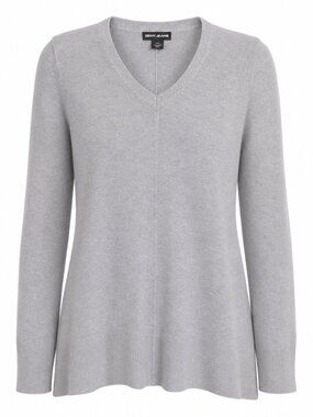DKNY JEANS Office Neutral Soft Gray Swing Sweater Top Medium